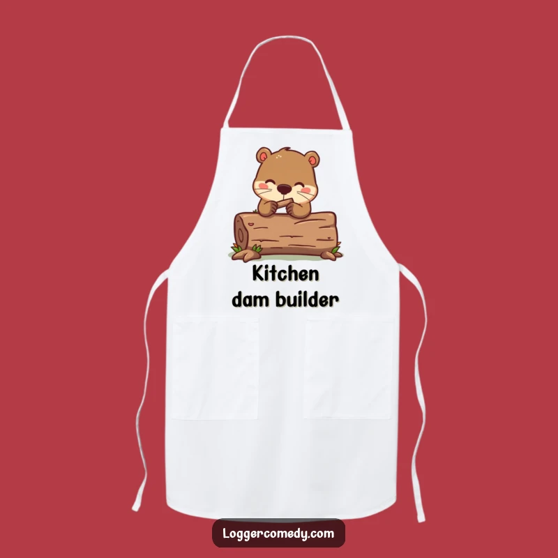 Funny Kawaii Beaver Log Apron - Kitchen Workhorse Humor Gift!