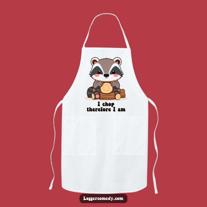 Funny Kawaii Badger Apron: Cute Log Stacking Chef Kitchen Gift