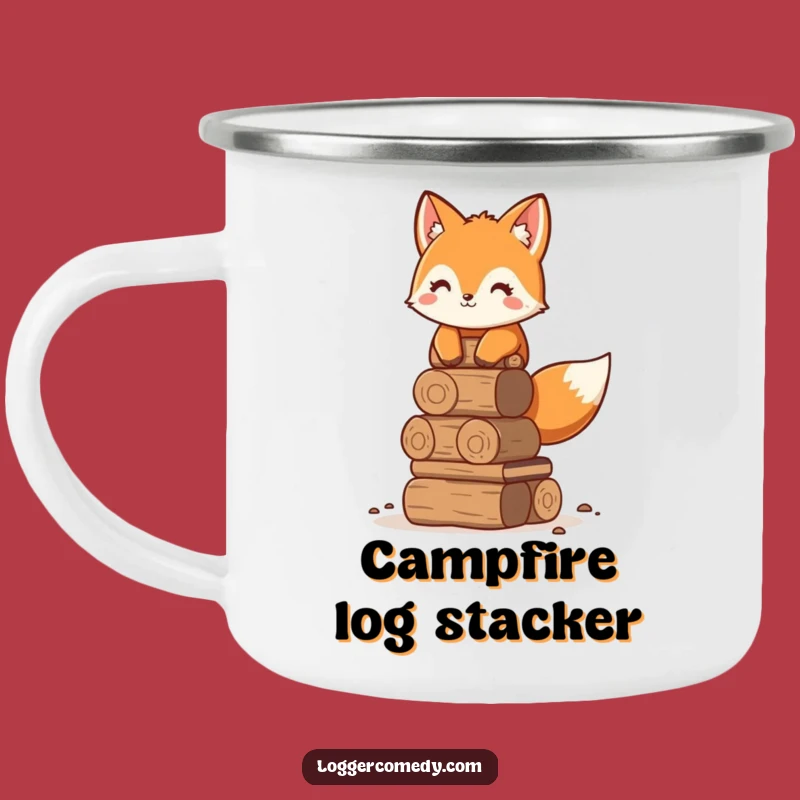 Funny Fox Stacking Logs Camping Mug - Outdoor Humor for Organizers!
