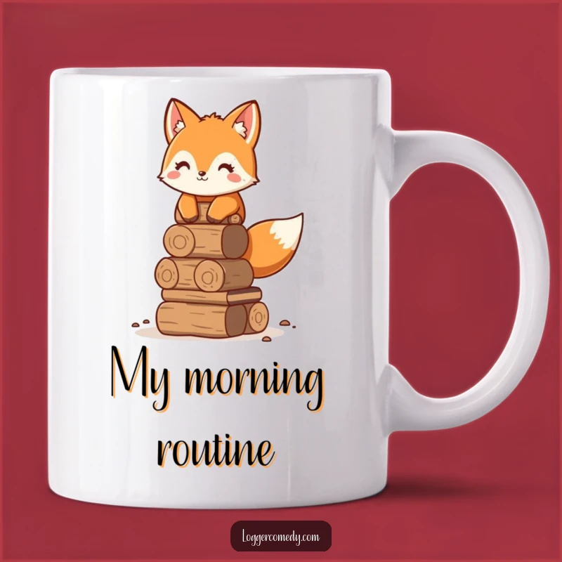 Funny Fox Stacking Logs Mug - Clever Humor Gift for Organizers!