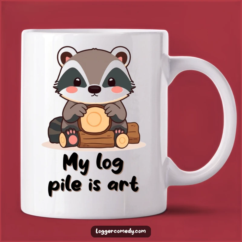 Funny Kawaii Badger Stacking Logs Mug: The Perfect Cute Woodland Gift