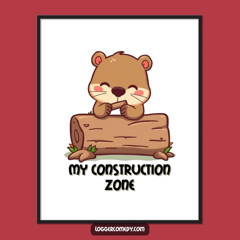 Funny Kawaii Beaver Log Digital Art - Instant Humorous Woodland Decor!