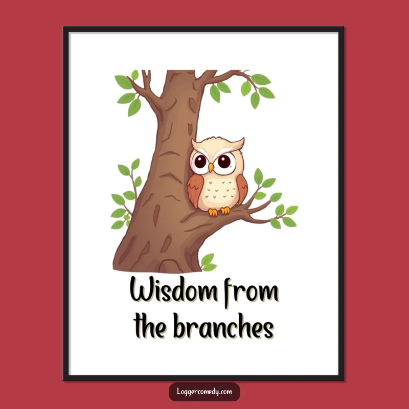 Funny Shy Owl Digital Art Print: Instant Woodland Decor, Hilarious Wall Art, Perfect Funny Gift
