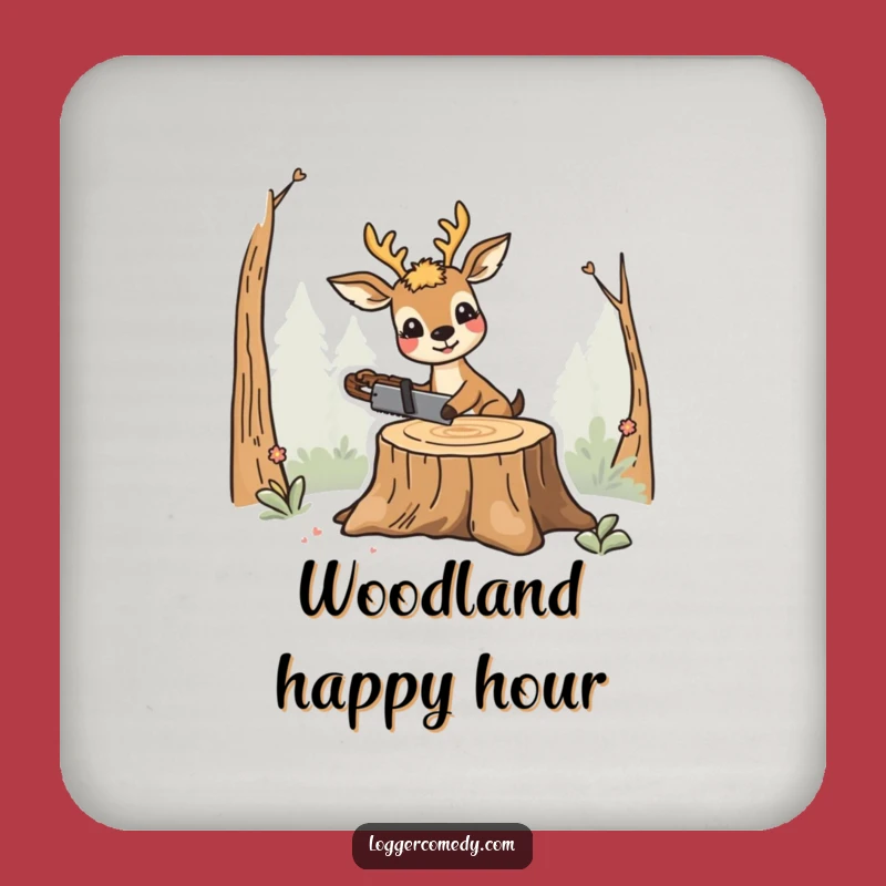 Funny Smiling Deer Saw Coaster - Protect Surfaces with Woodland Humor!