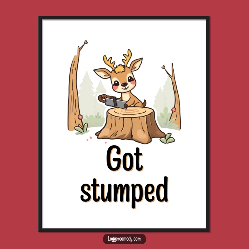 Funny Smiling Deer Saw Poster - Whimsical Humorous Wall Art Gift!