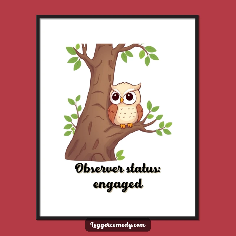 Funny Shy Owl Poster: Charming Woodland Art, Hilarious Wall Decor, Perfect Funny Gift