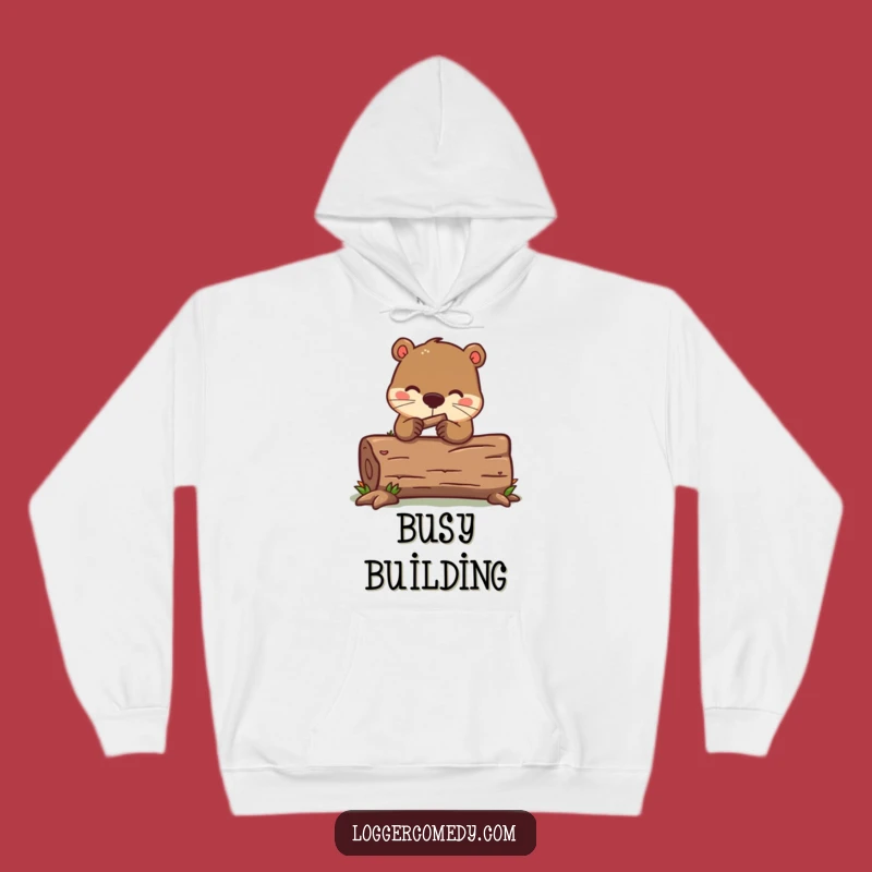 Funny Kawaii Beaver Log Hoodie - Cozy Humor for DIY Enthusiasts!