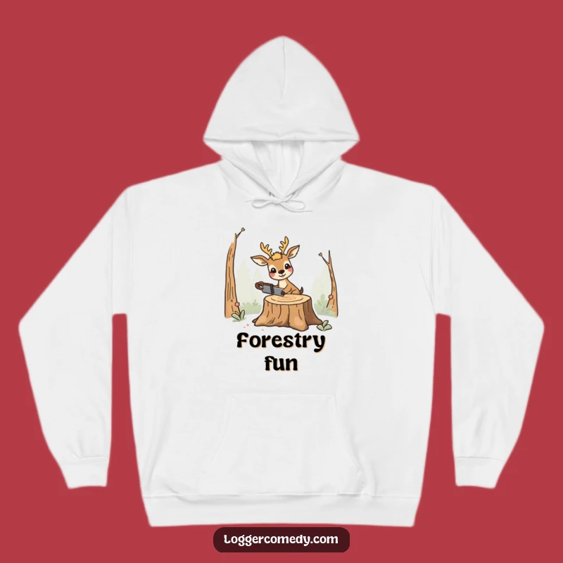 Funny Smiling Deer Saw Hoodie - Cozy Humor for Outdoorsy Folks!