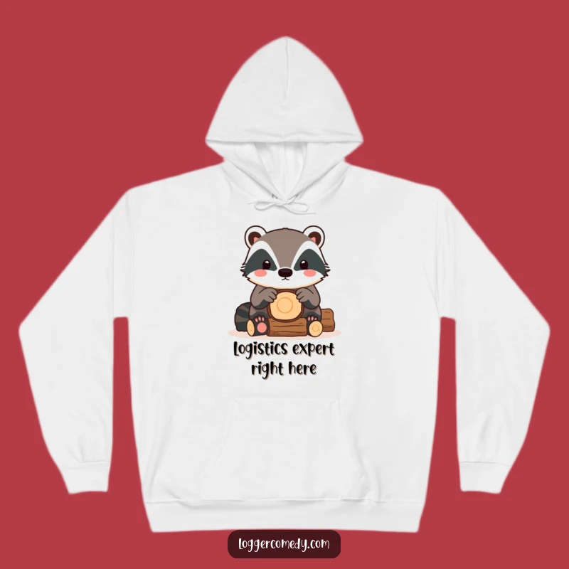 Cozy Funny Kawaii Badger Hoodie: Warm Log Stacking Apparel Gift