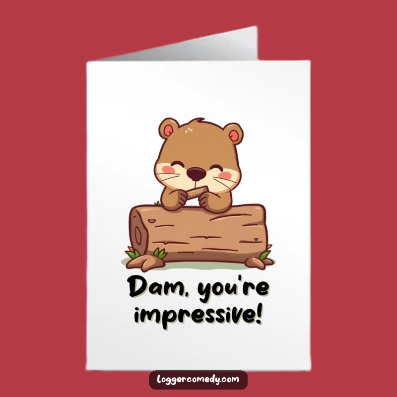 Free Printable Kawaii Beaver Congrats Card: Funny Busy Bee Download Gift