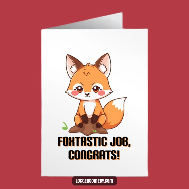 Free Printable Congrats Card: Funny Fox Measuring Tree - Success Download!