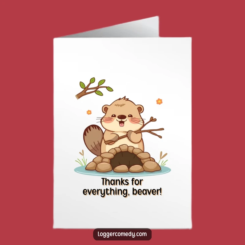 Free Printable Thank You Card: Cute Beaver Dam - Grateful Download!