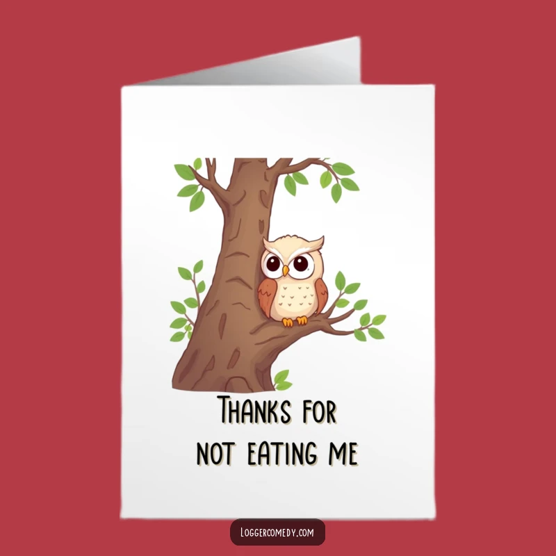 Free Printable Owl Thank You Card: Shy Observer Funny Downloadable Note for Expressing Gratitude