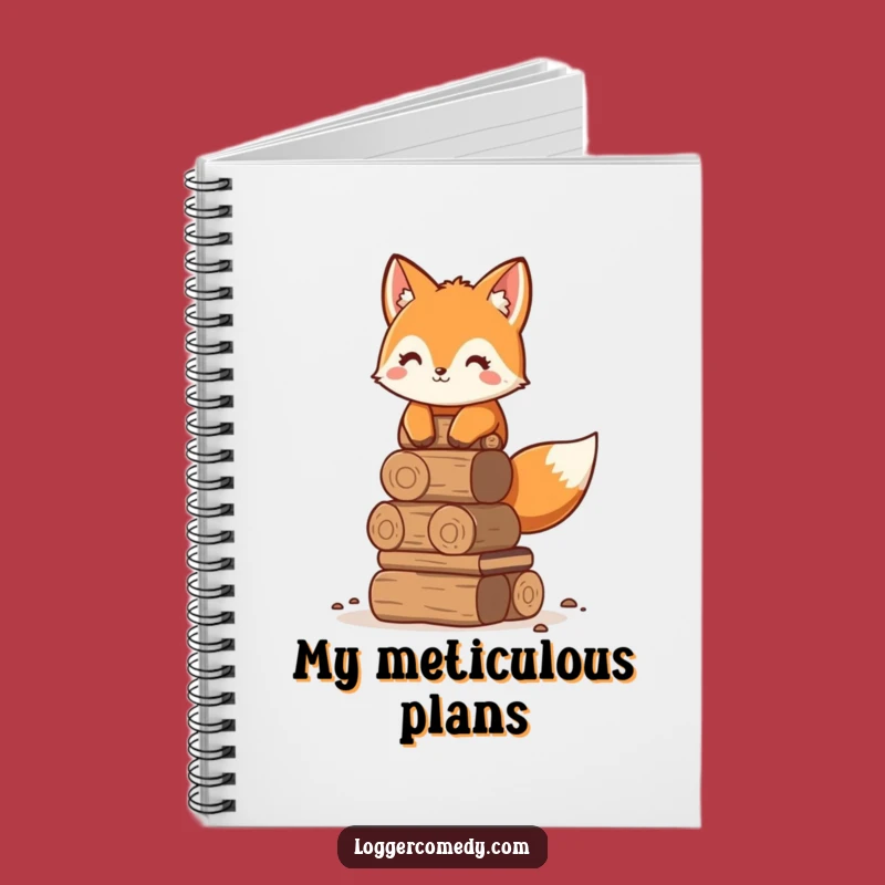 Funny Fox Stacking Logs Notebook - Plan Your Projects with Neat Humor!