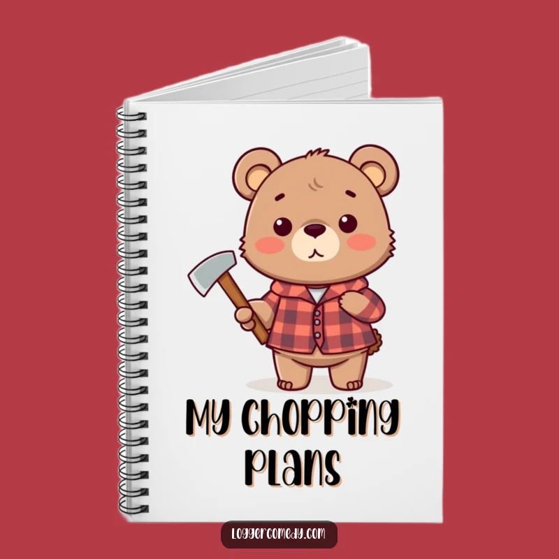 Funny Plaid Bear Axe Notebook - Jot Down Ideas with Humorous Flair!