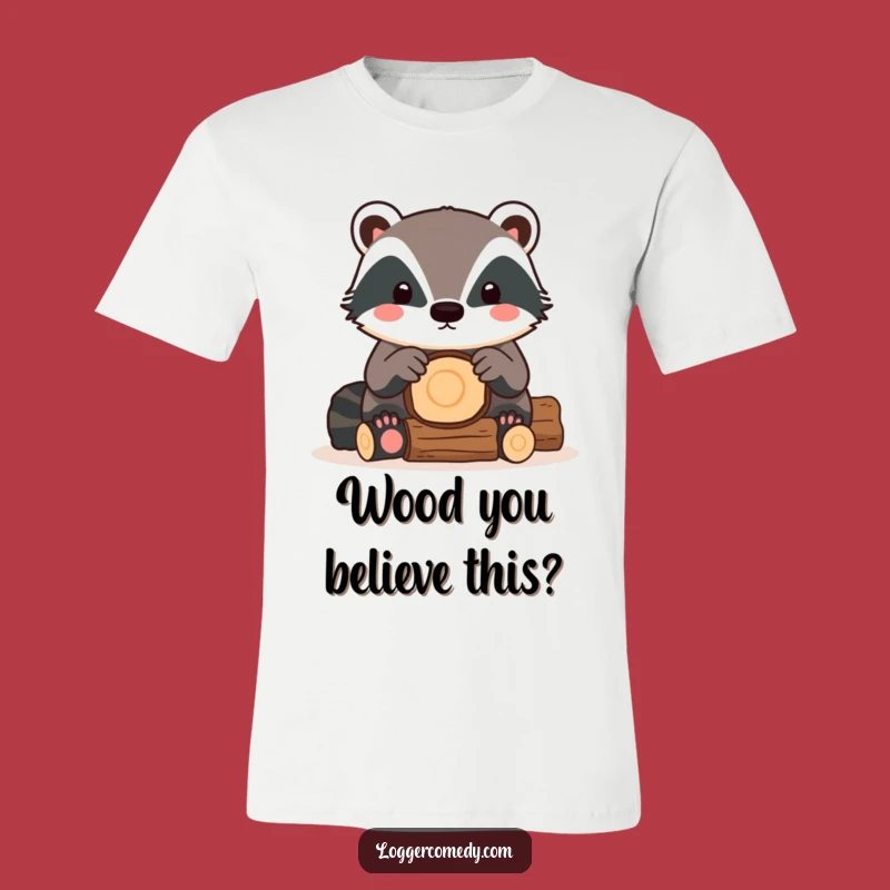 Funny Kawaii Badger T-Shirt: Adorable Log Stacking Tee for Nature Lovers