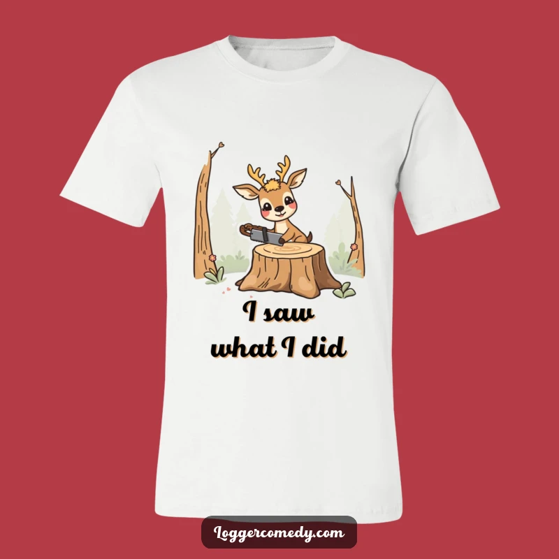 Funny Smiling Deer Saw T-Shirt - Wear Your Humor, Gift Hilariously!