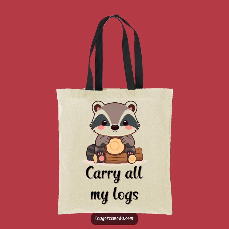Funny Kawaii Badger Tote Bag: Cute Log Stacking Eco-Friendly Carry-All